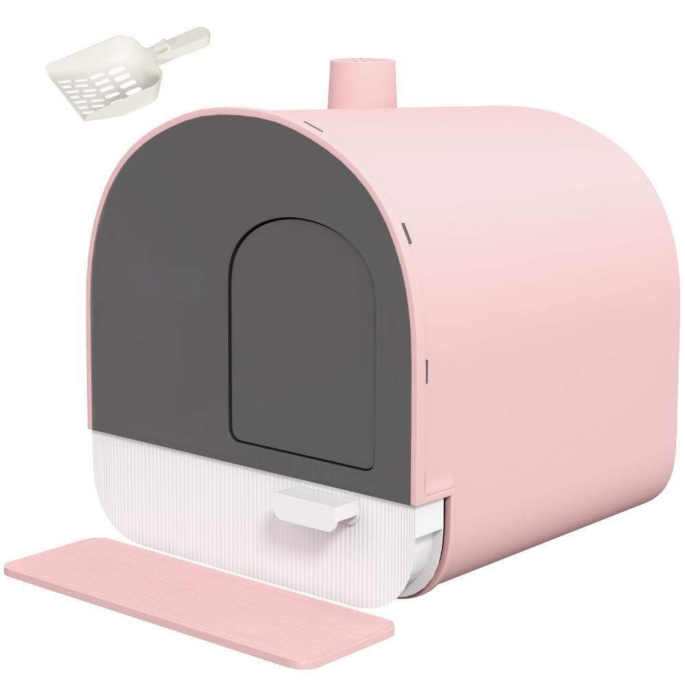 Pink Cat Litter Box With Scoop And Filter