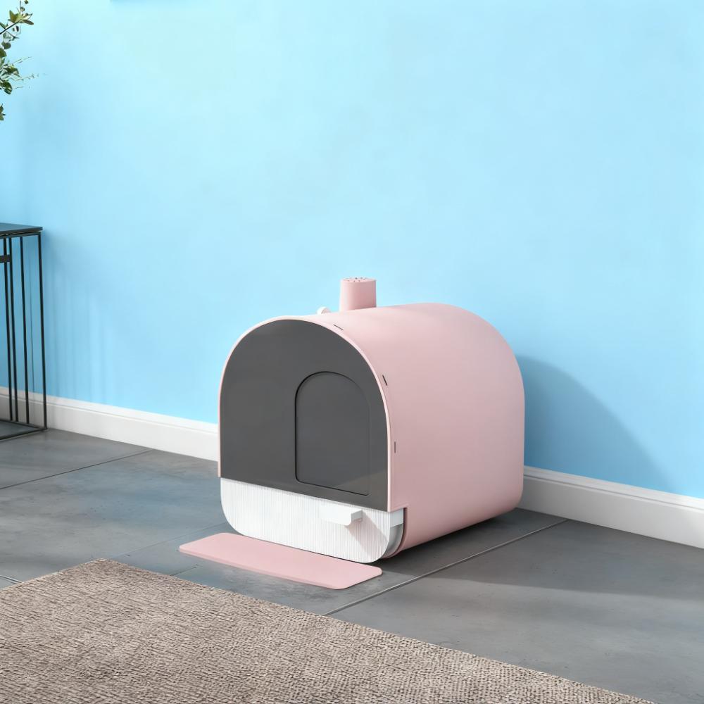 Pink Cat Litter Box With Scoop And Filter