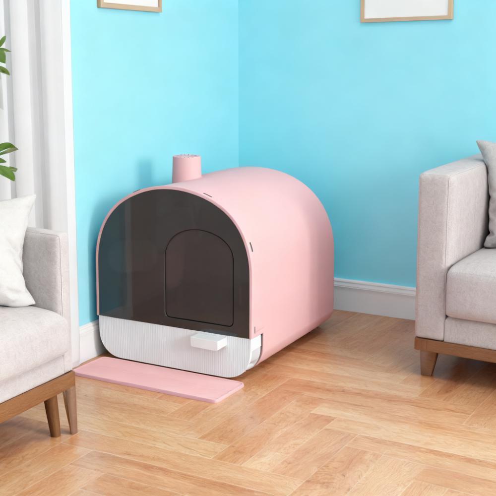Pink Cat Litter Box With Scoop And Filter