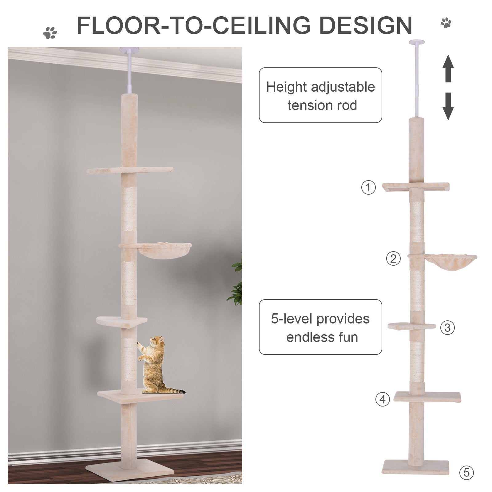 4 Level Ceiling Scratch Post