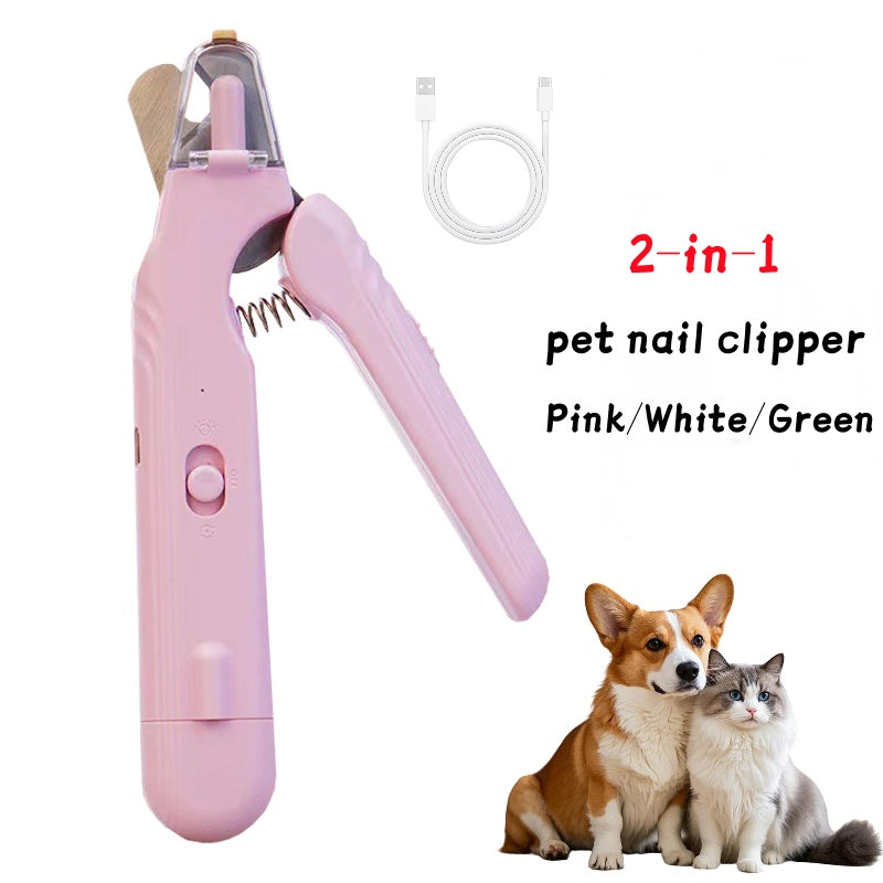 2 In 1 Pet Nail Clippers With Led Blood line Light