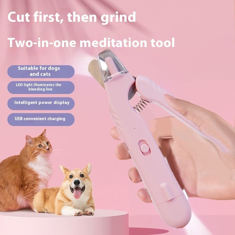 2 In 1 Pet Nail Clippers With Led Blood line Light