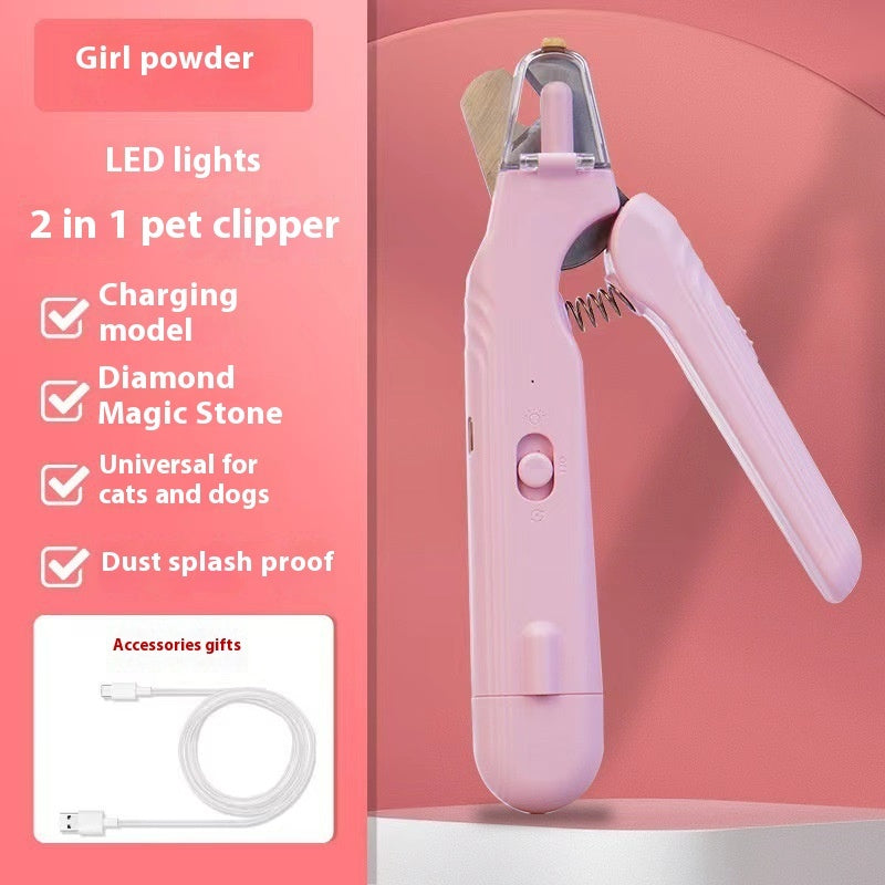 2 In 1 Pet Nail Clippers With Led Blood line Light